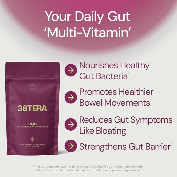 38TERA DMN Daily Microbiome Nutrition 6 oz Prebiotic Plant Fiber Powder Berry - Picture 3 of 7